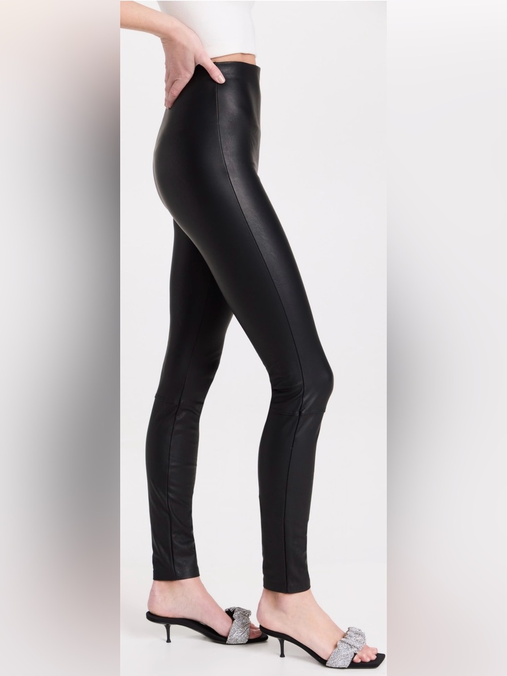 NWT Good American Elite Liquid CrossOver Faux Leather Black Leggings size 1 (S)